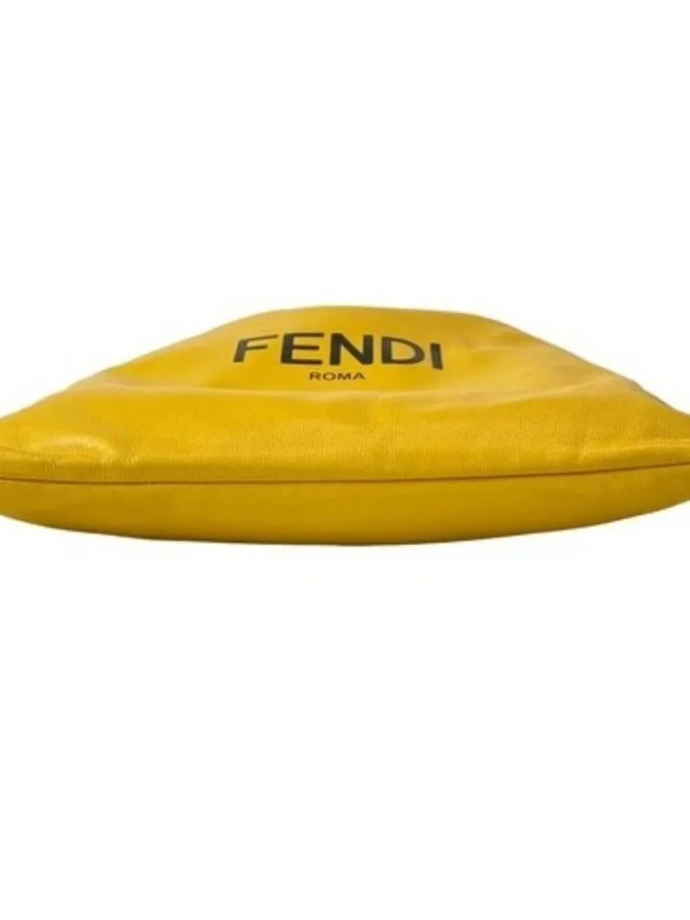 FENDI Slim Clutch 7VA510 Dark yellow Black Leather Shoulder Bag